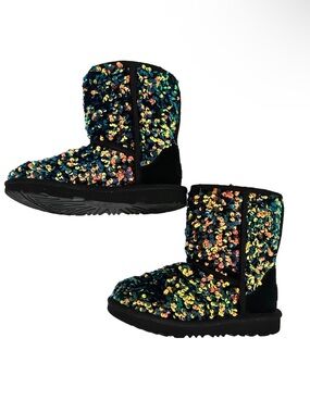 UGG | Classic Mini Stellar Sequin Boots Girls Size 13 Black
